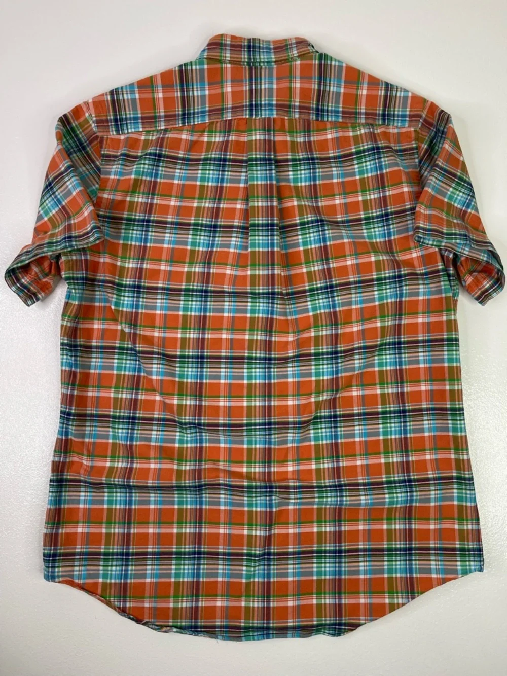 Polo Ralph Lauren Classic Fit Orange Multi Plaid Cotton Short Sleeve Shirt M